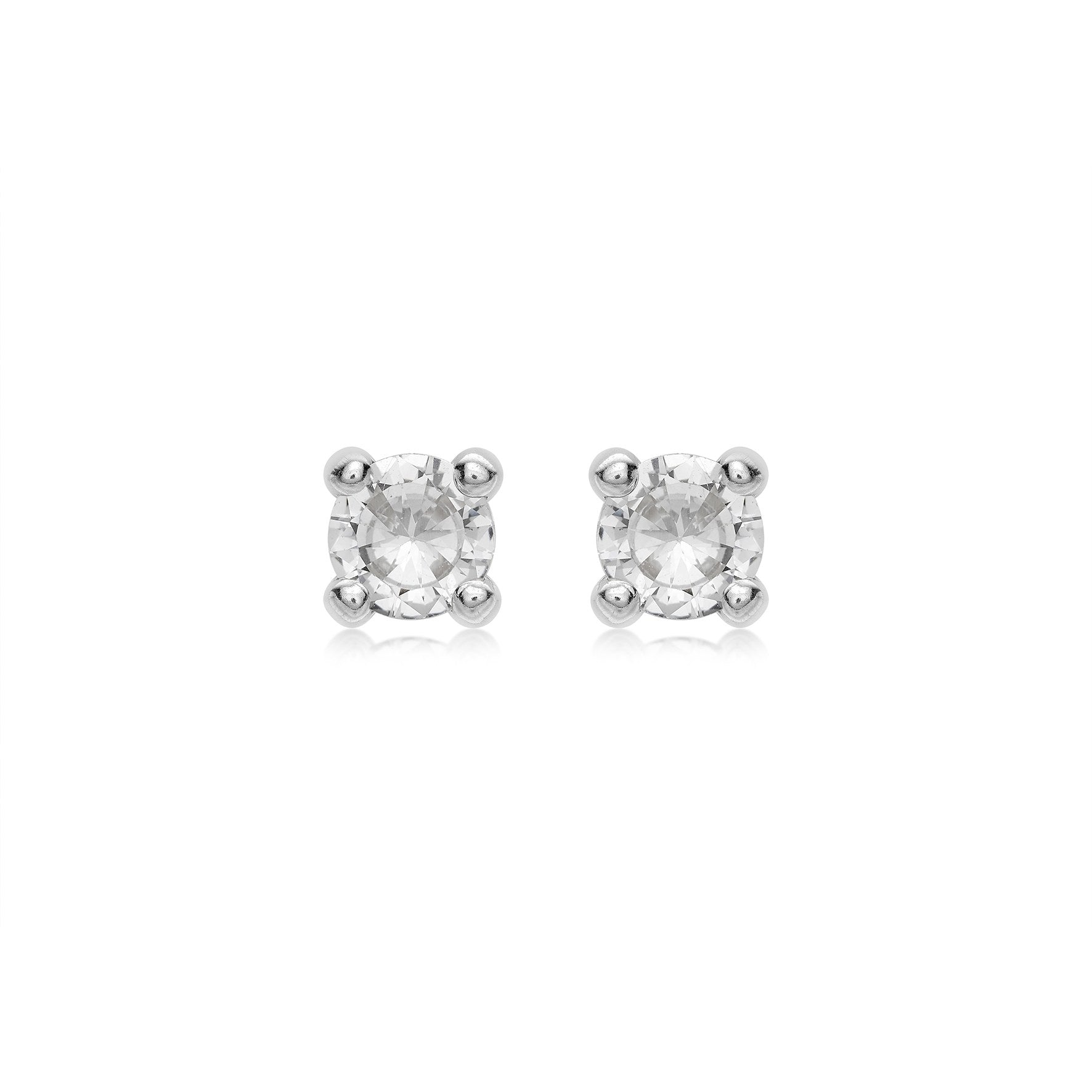 9ct White Gold 4mm Cubic Zirconia Stud Earrings
