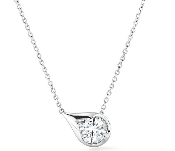 Hearts On Fire 18ct White Gold 0.31ct LU Droplet Diamond Pendant 16'-18'