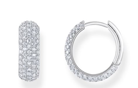 Thomas Sabo Sterling Silver Wide Hoop Earrings with Cubic Zirconia