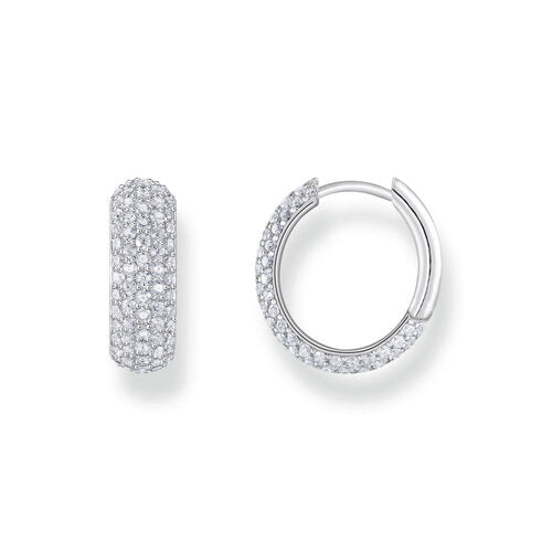 Thomas Sabo Sterling Silver Wide CZ Hoop Earrings 16mm