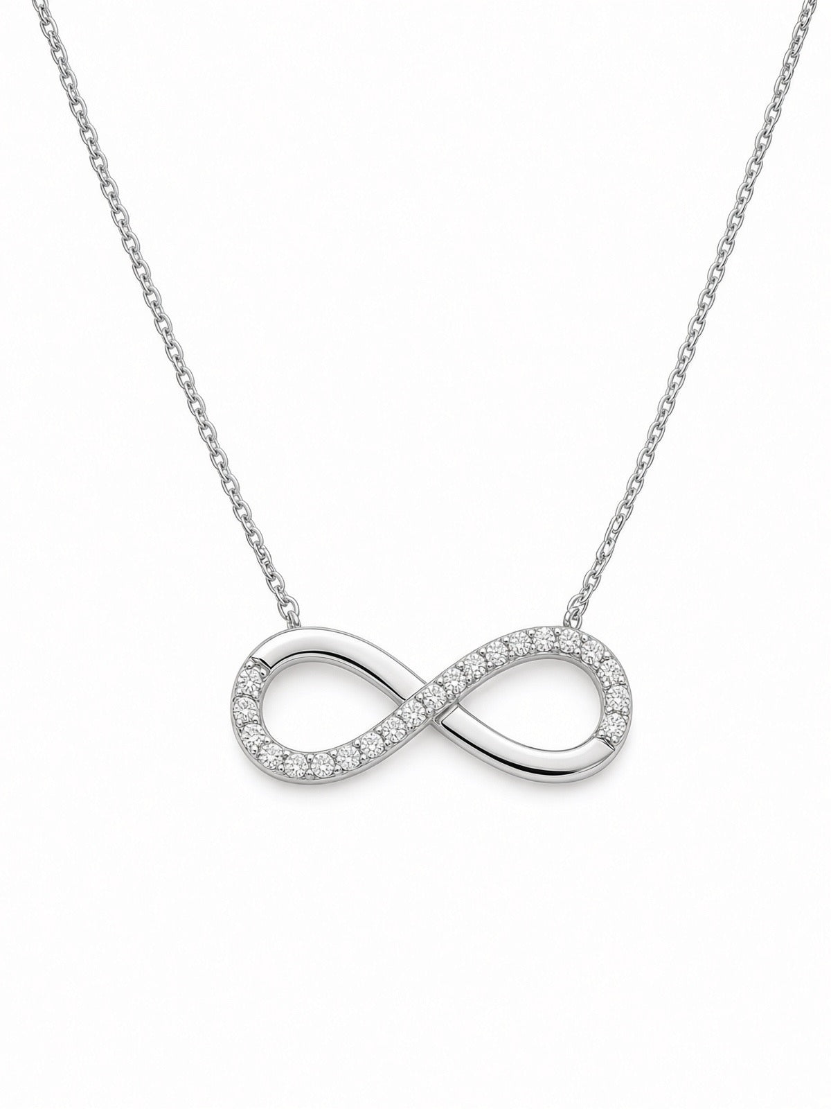 9ct White Gold Cubic Zirconia Infinity Necklace 17-18"