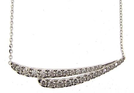 Hearts On Fire 18ct White Gold 0.40ct Vela French Cut Pavé Diamond Necklace 18'