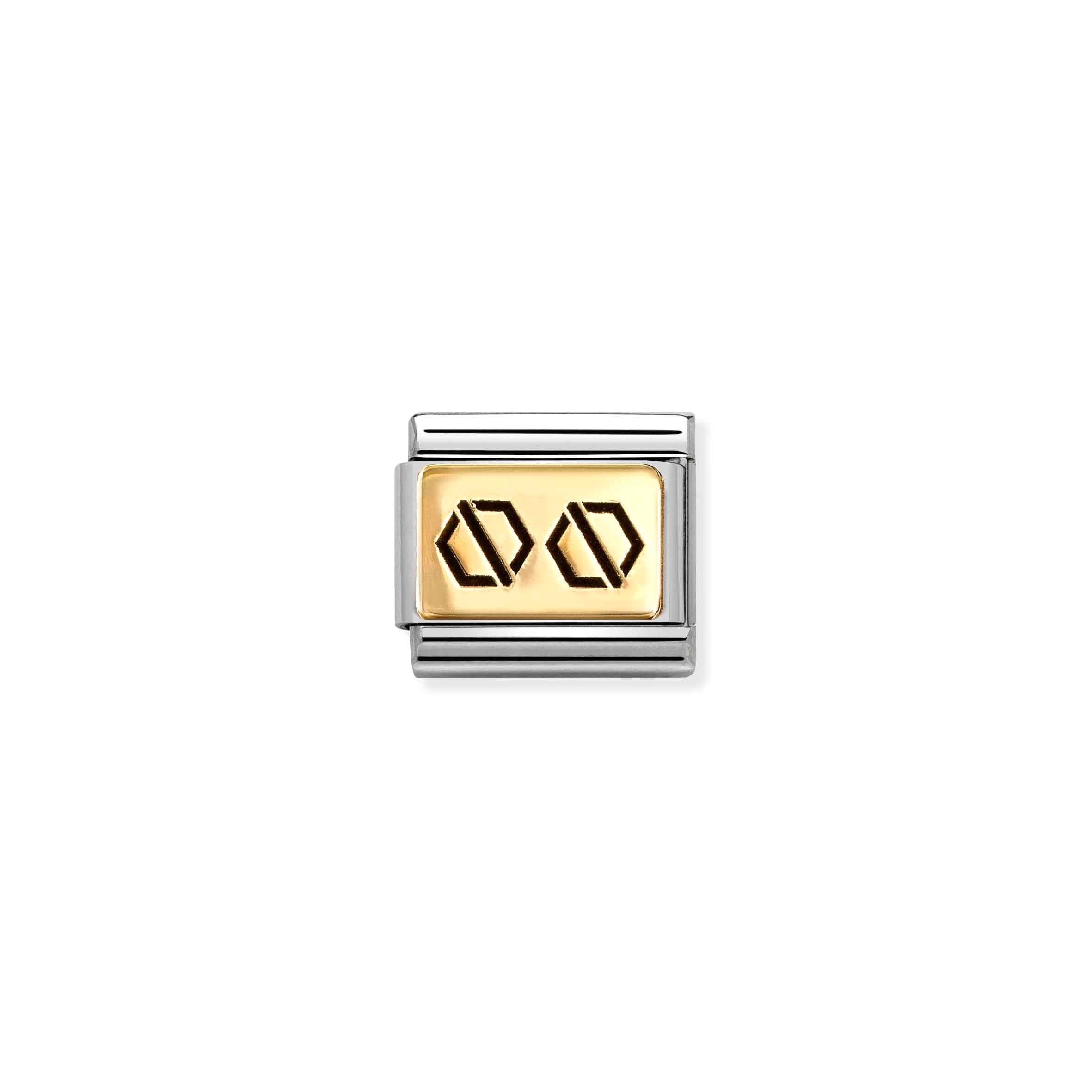 Nomination Composable Classic Yellow Gold & Black Nuts Plate Charm
