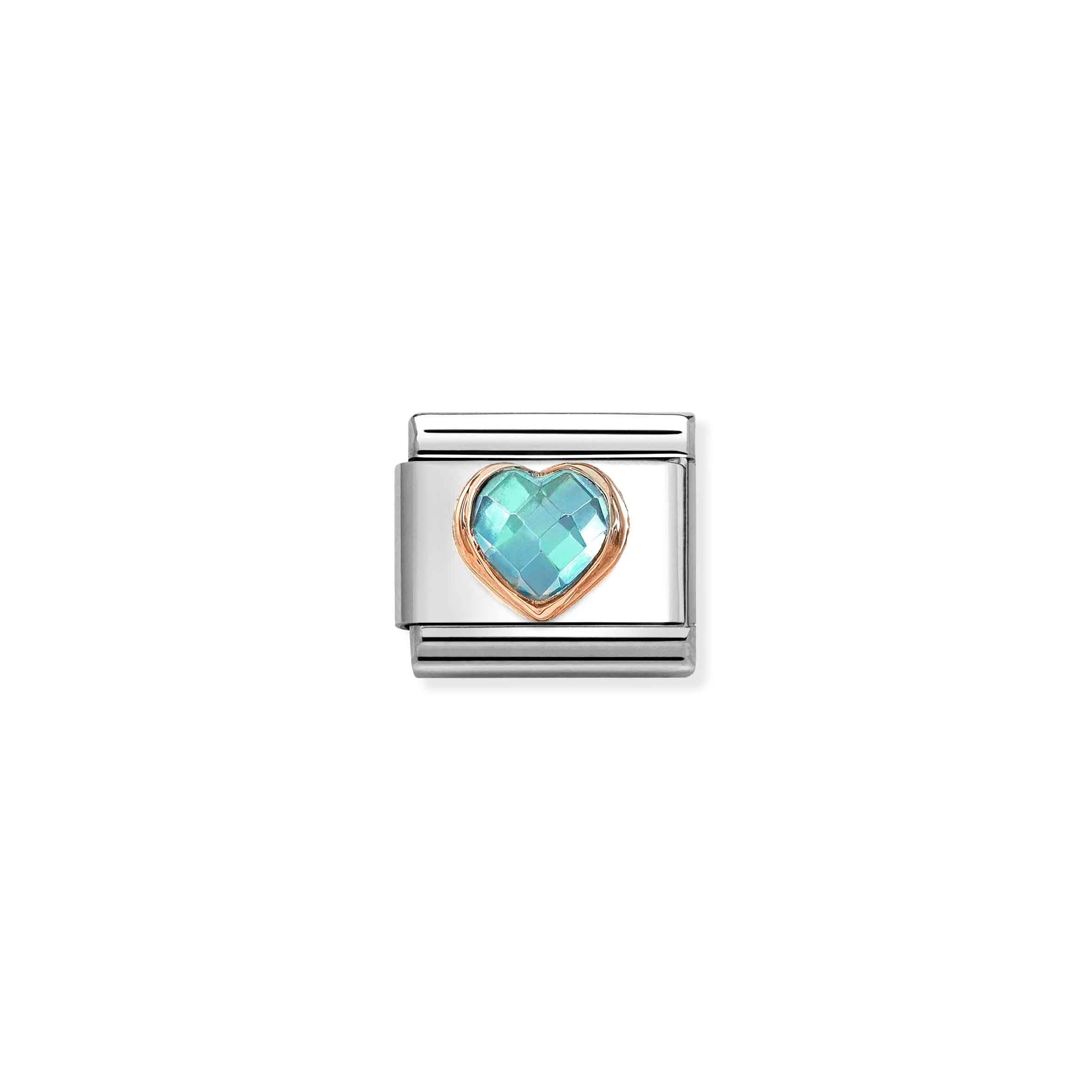 Nomination Composable Classic Light Blue Faceted CZ Heart Link