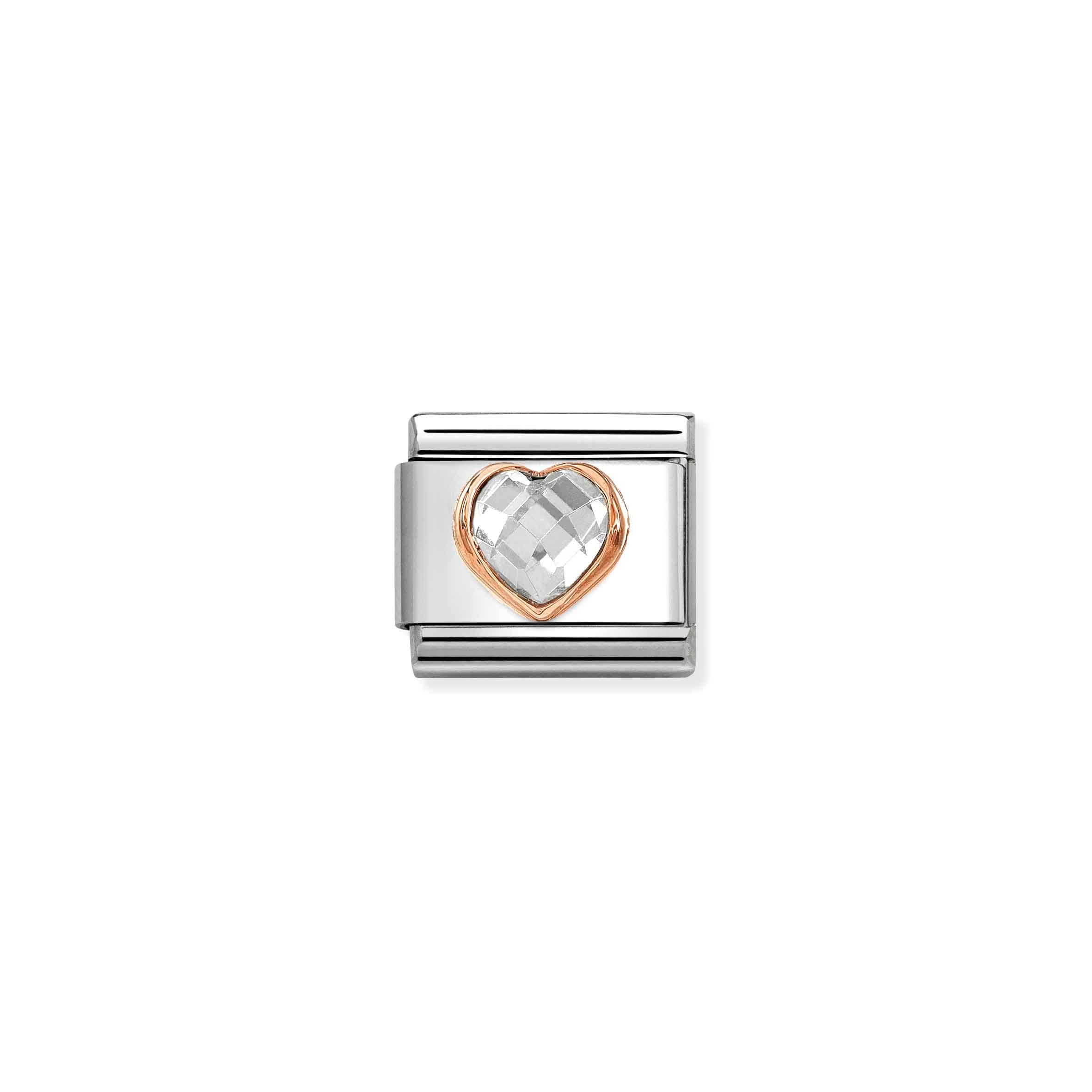 Nomination Composable Classic White CZ Heart Faceted Link