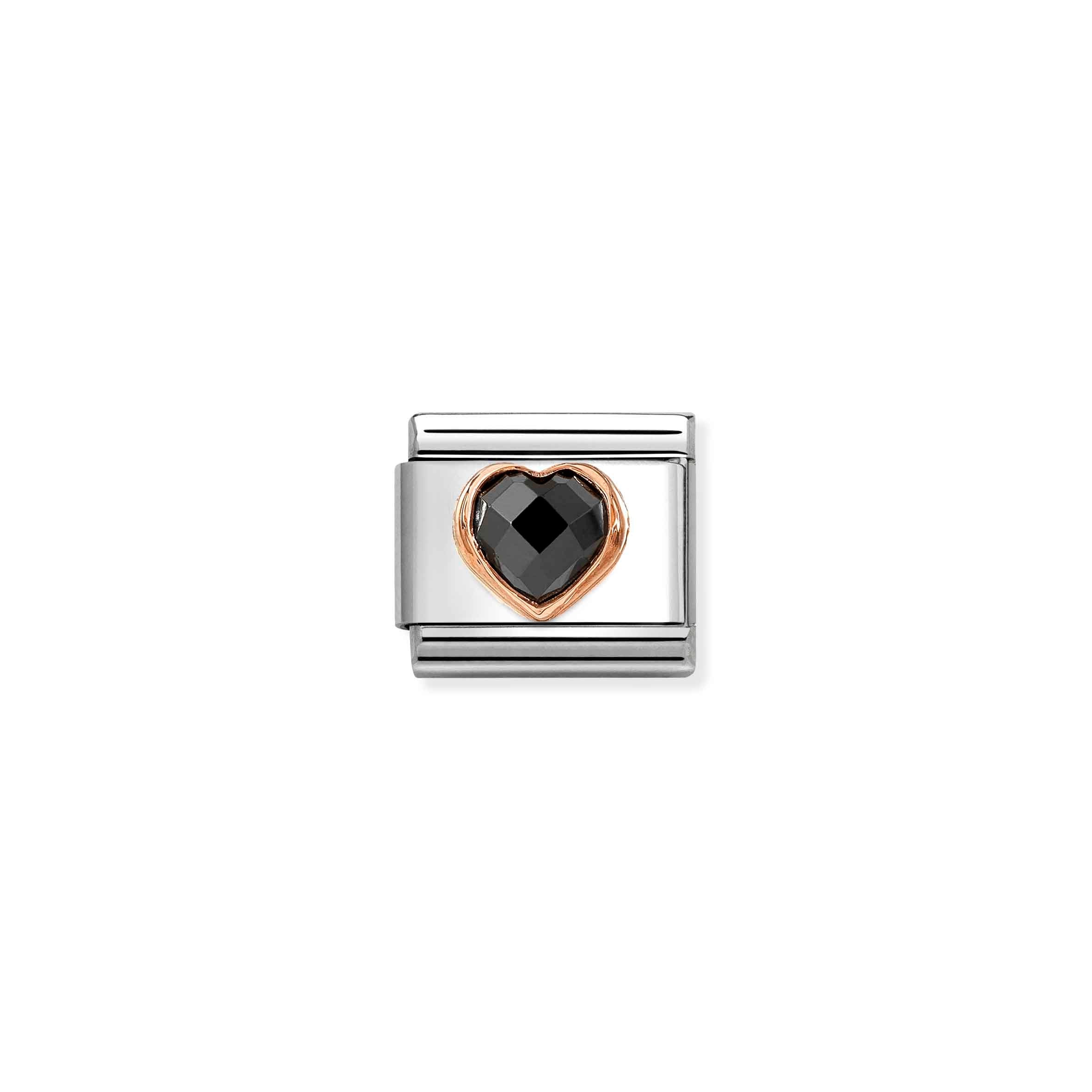 Nomination Composable Classic Rose Gold & Black CZ Heart Charm