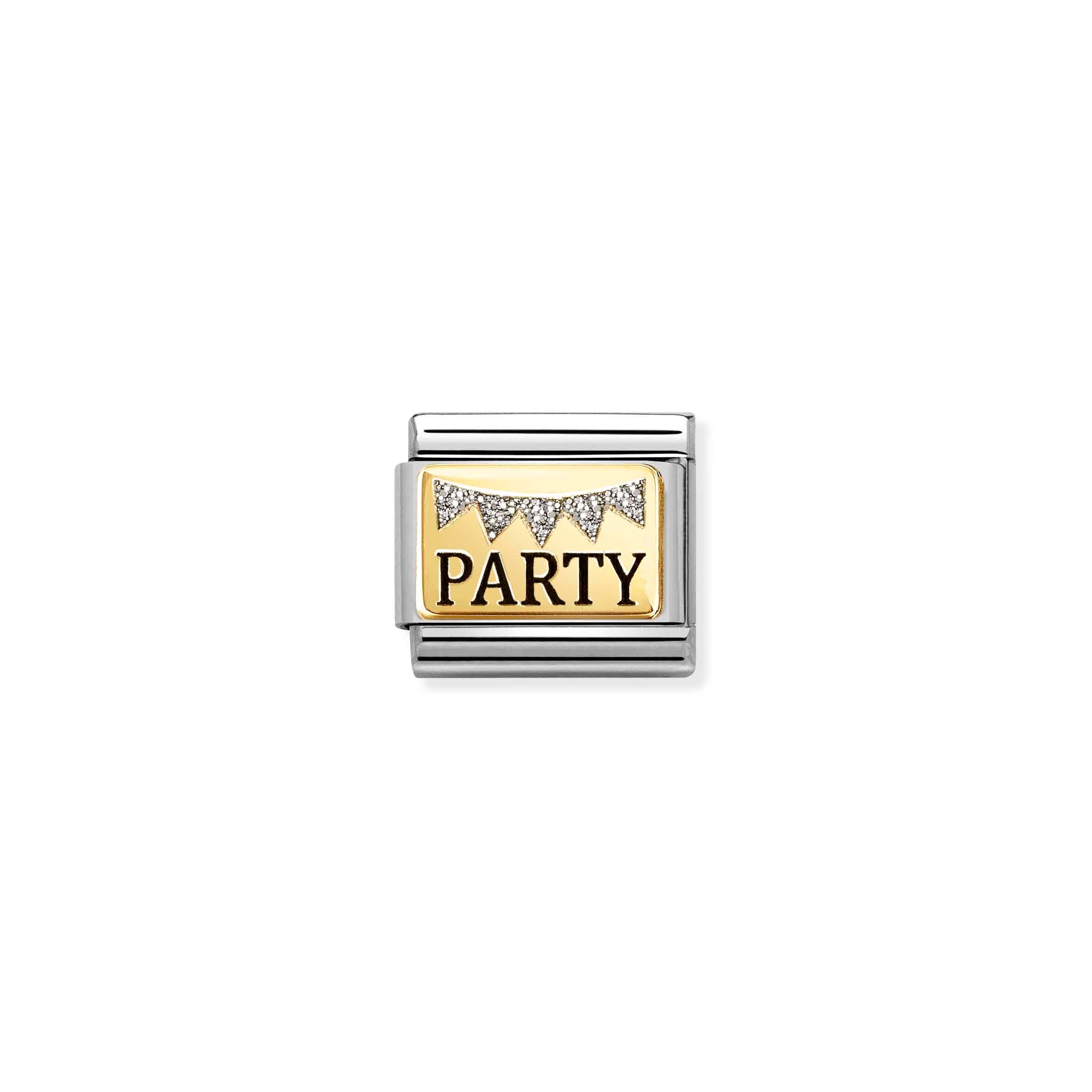 Nomination Composable Classic Yellow Gold & Glitter Enamel Party Link