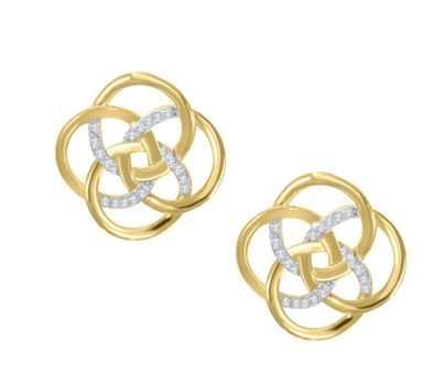 9ct Yellow and White Gold Diamond Knot Stud Earrings