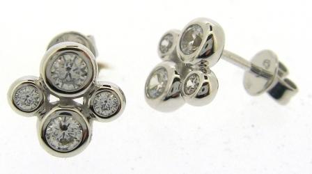 9ct White Gold Four-Stone Rubover CZ Stud Earrings