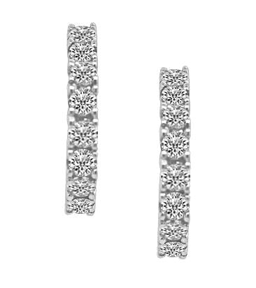 9ct White Gold Claw Set CZ Half Hoop Earrings