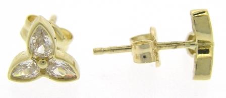 9ct Yellow Gold Open Oval Cubic Zirconia Stud Earrings