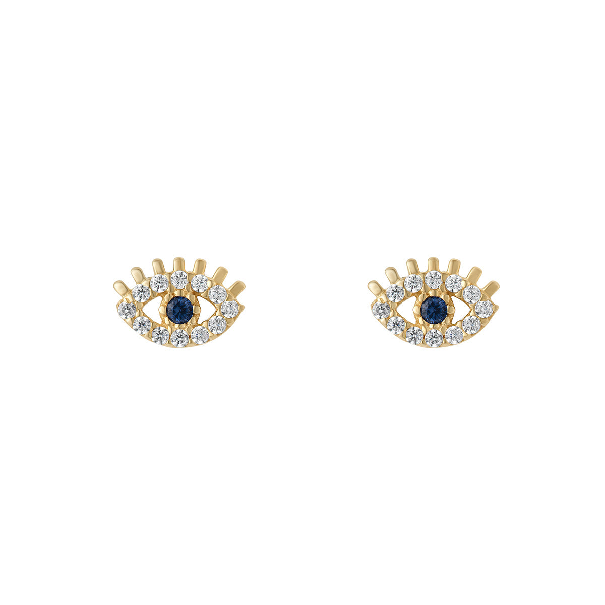 9ct Yellow Gold Cubic Zirconia Evil Eye Stud Earrings