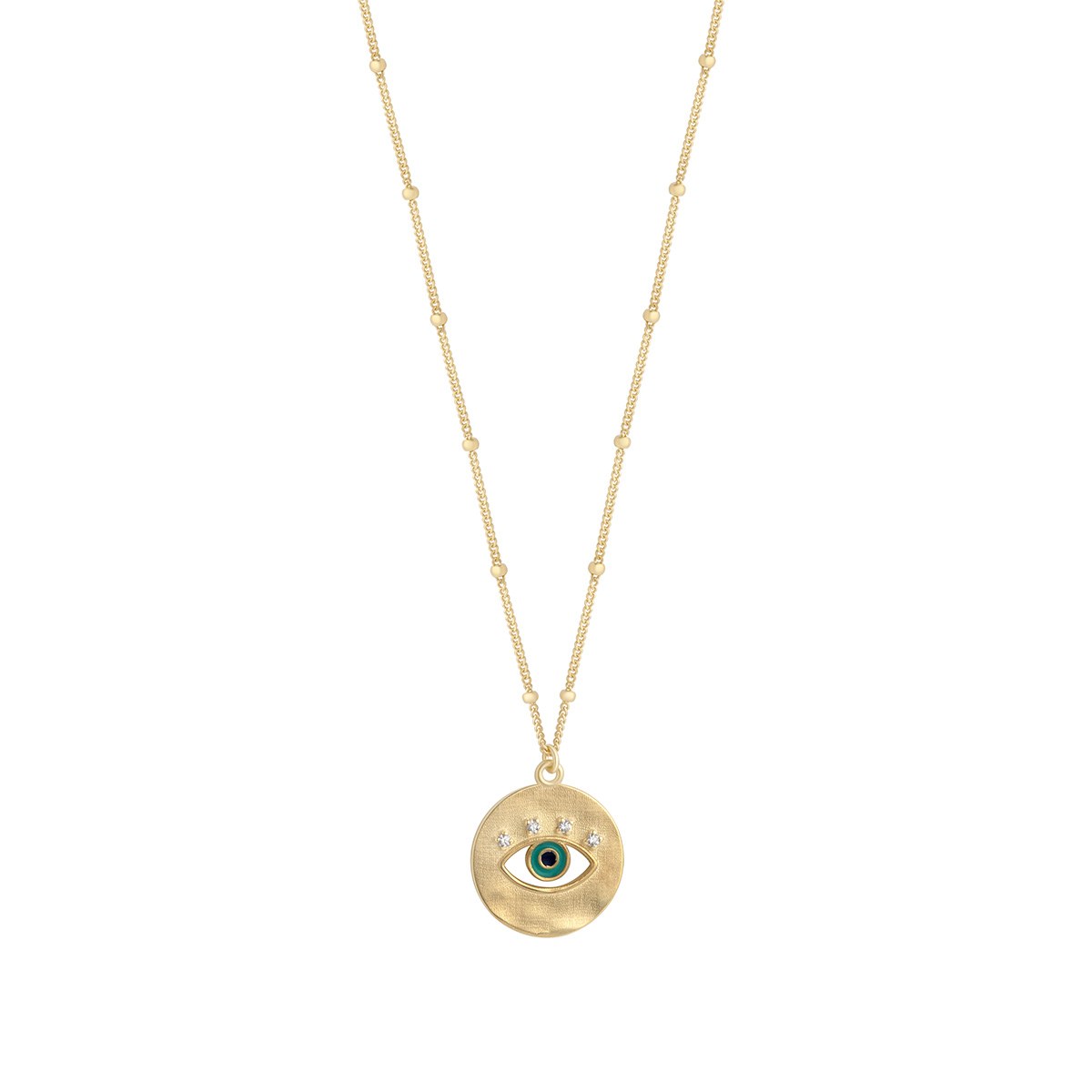 9ct Yellow Gold Open Evil Eye Disc Pendant