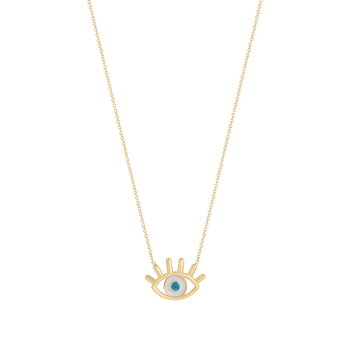 9ct Yellow Gold Enamel Evil Eye Necklace