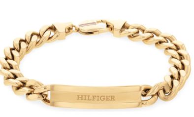 Tommy Hilfiger Mens Clash Gold Plated Curb Chain Bracelet