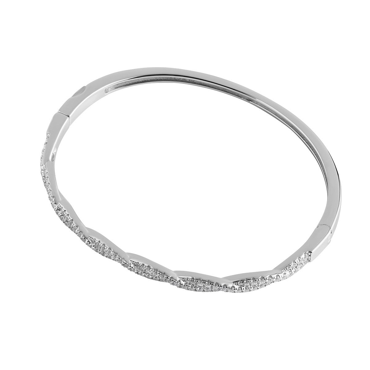 Sterling Silver Cubic Zirconia Twisted Bangle - 5.5cm