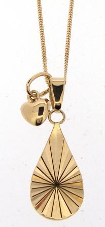 Vintage 14ct Rose Gold Heart And Pear Shape Pendant