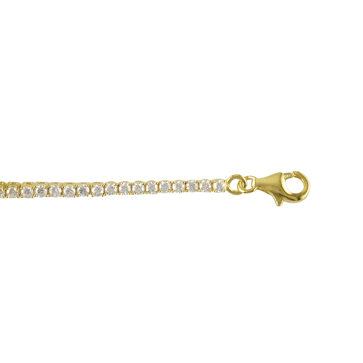 Sterling Silver & Yellow Gold Plated 2mm Cubic Zirconia Claw Set Tennis Bracelet - 7'