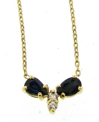Vintage 9ct Yellow Gold Sapphire And Diamond Pendant