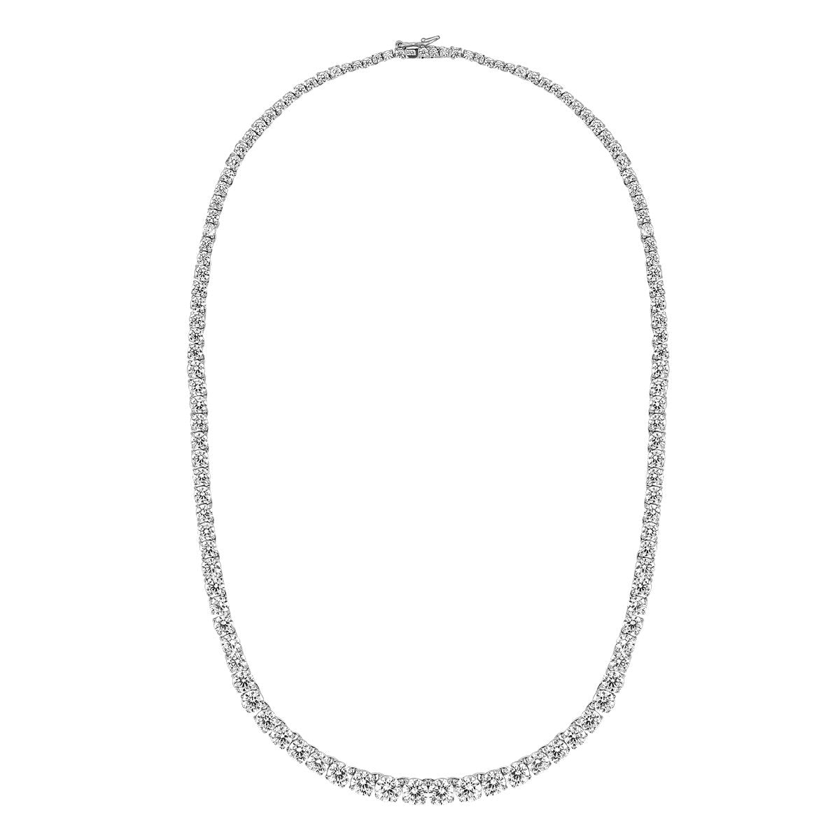 Sterling Silver Graduated Cubic Zirconia Tennis Necklace - 45cm