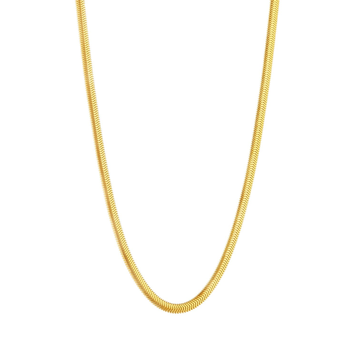 Sterling Silver & Yellow Gold Plated 4mm Flat Snake Necklace - 16'-18'