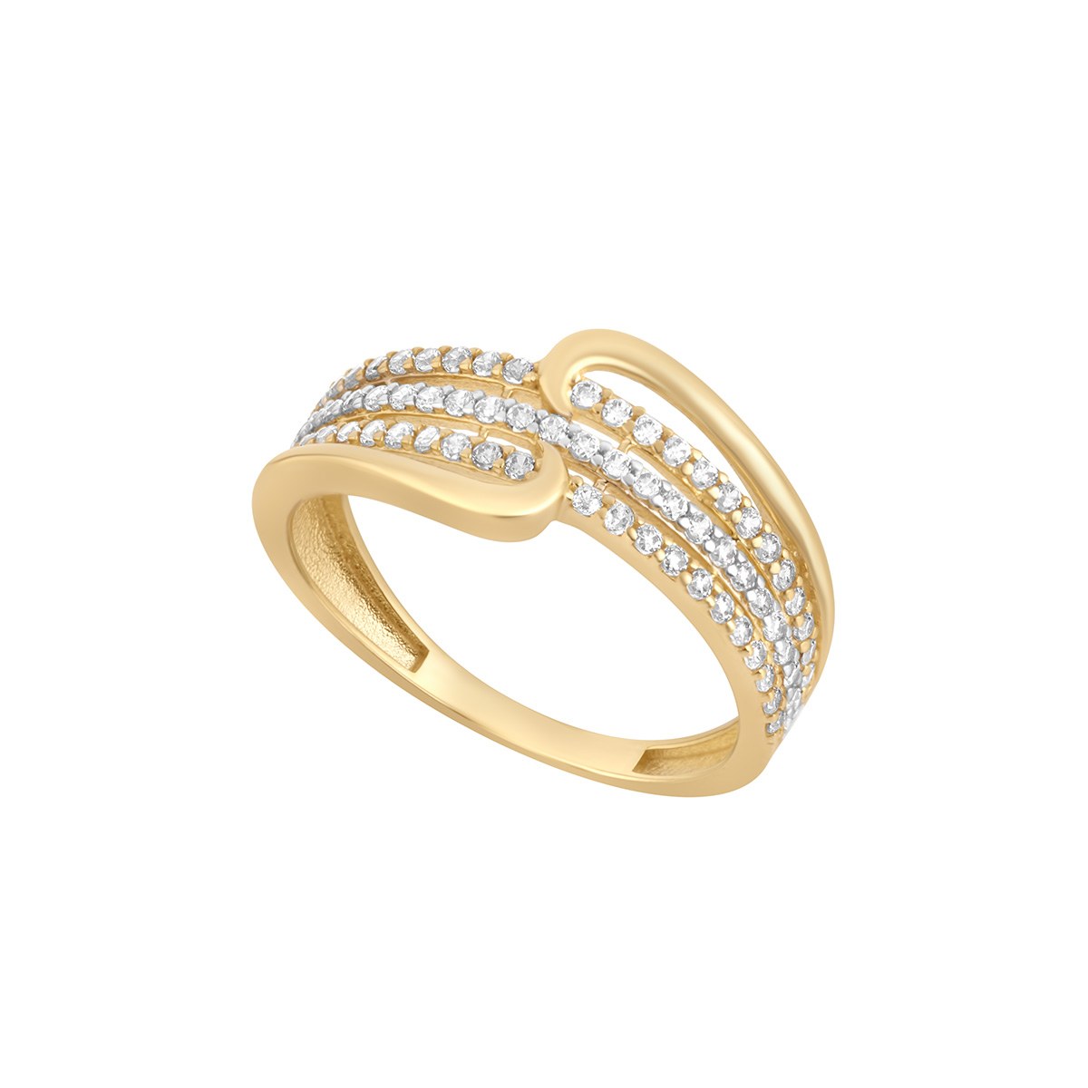 9ct Yellow Gold Cubic Zirconia Lined Twist Ring