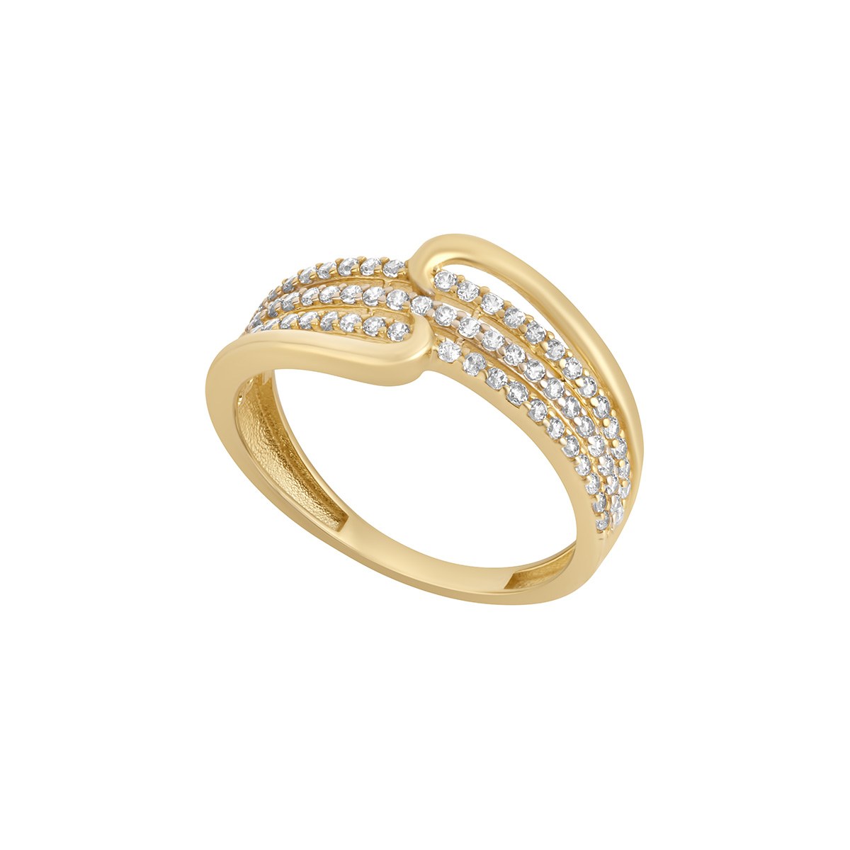 9ct Yellow Gold Cubic Zirconia Lined Twist Ring