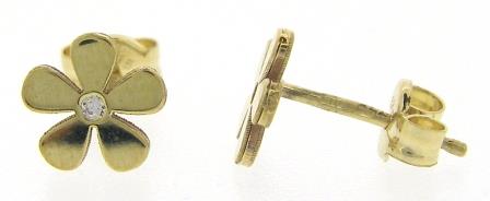 9ct Yellow Gold CZ Daisy Stud Earrings