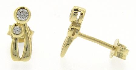 9ct Yellow Gold Twisted Circle Diamond Stud Earrings