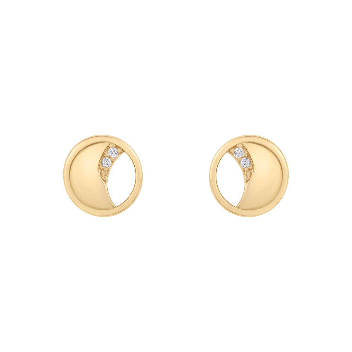9ct Yellow Gold Cubic Zirconia Crescent Moon Stud Earrings