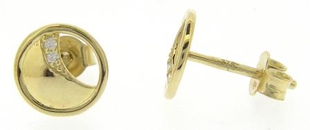 9ct Yellow Gold Cubic Zirconia Double Leaf Stud Earrings