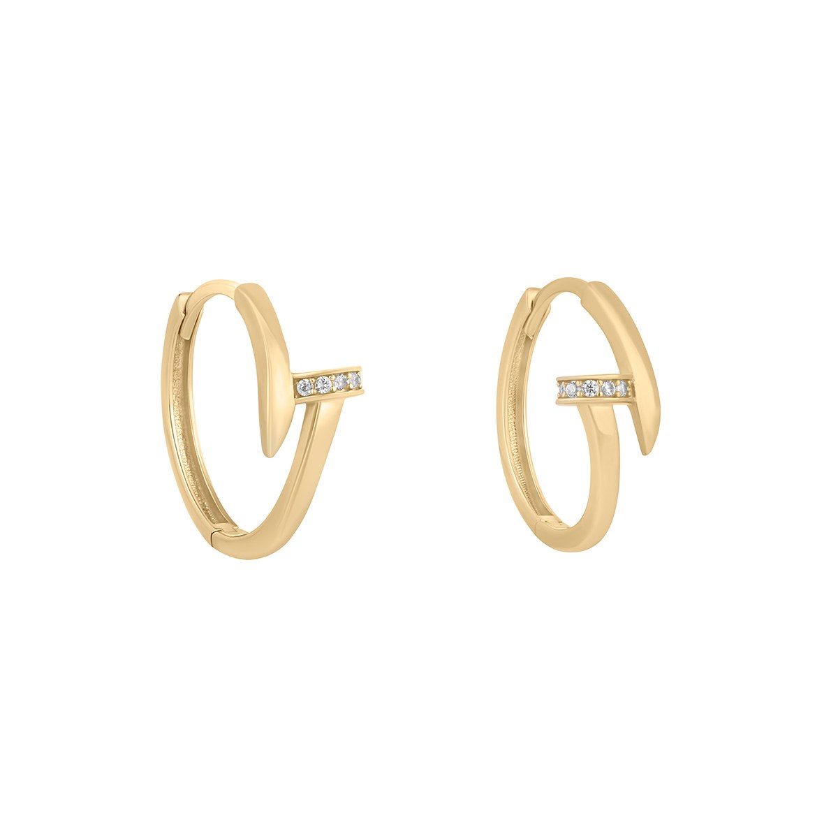 9ct Yellow Gold Cubic Zirconia 15mm Nail Huggie Earrings