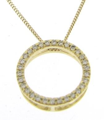 9ct Yellow Gold Diamond Open Circle Pendant