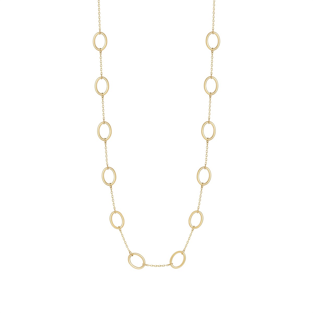 9ct Yellow Gold Adjustable Open Oval Link Necklace