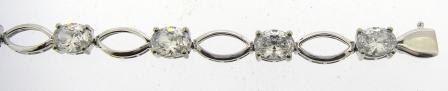 9ct White Gold Nine Stone Oval Cubic Zirconia Bracelet