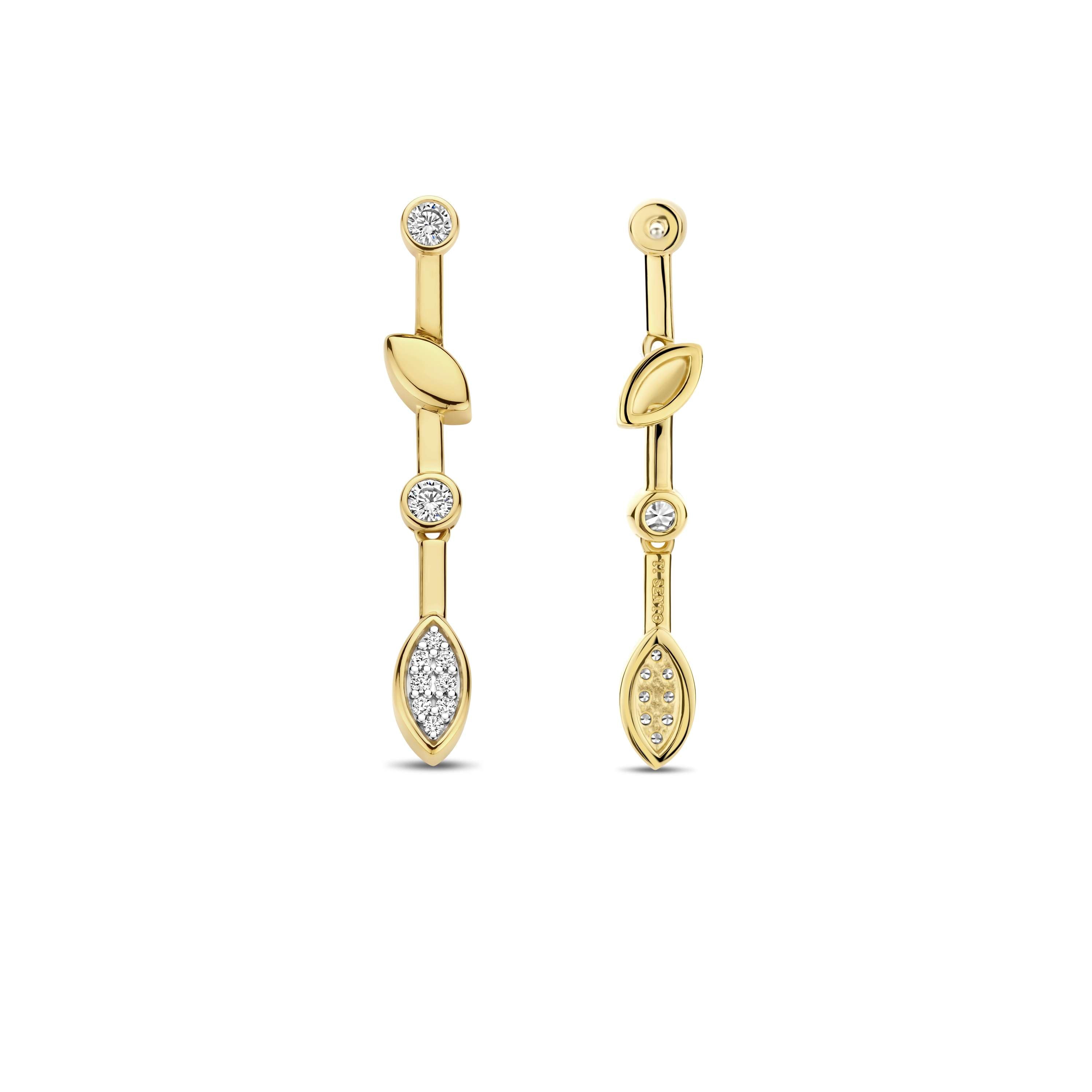 Ti Sento Sterling Silver Yellow Gold Plated Cubic Zirconia Drop Earrings