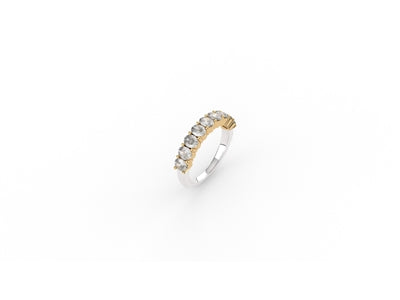 Ti Sento 9-Stone Oval Ring - Cubic Zirconia, Silver & Gold, Size 54