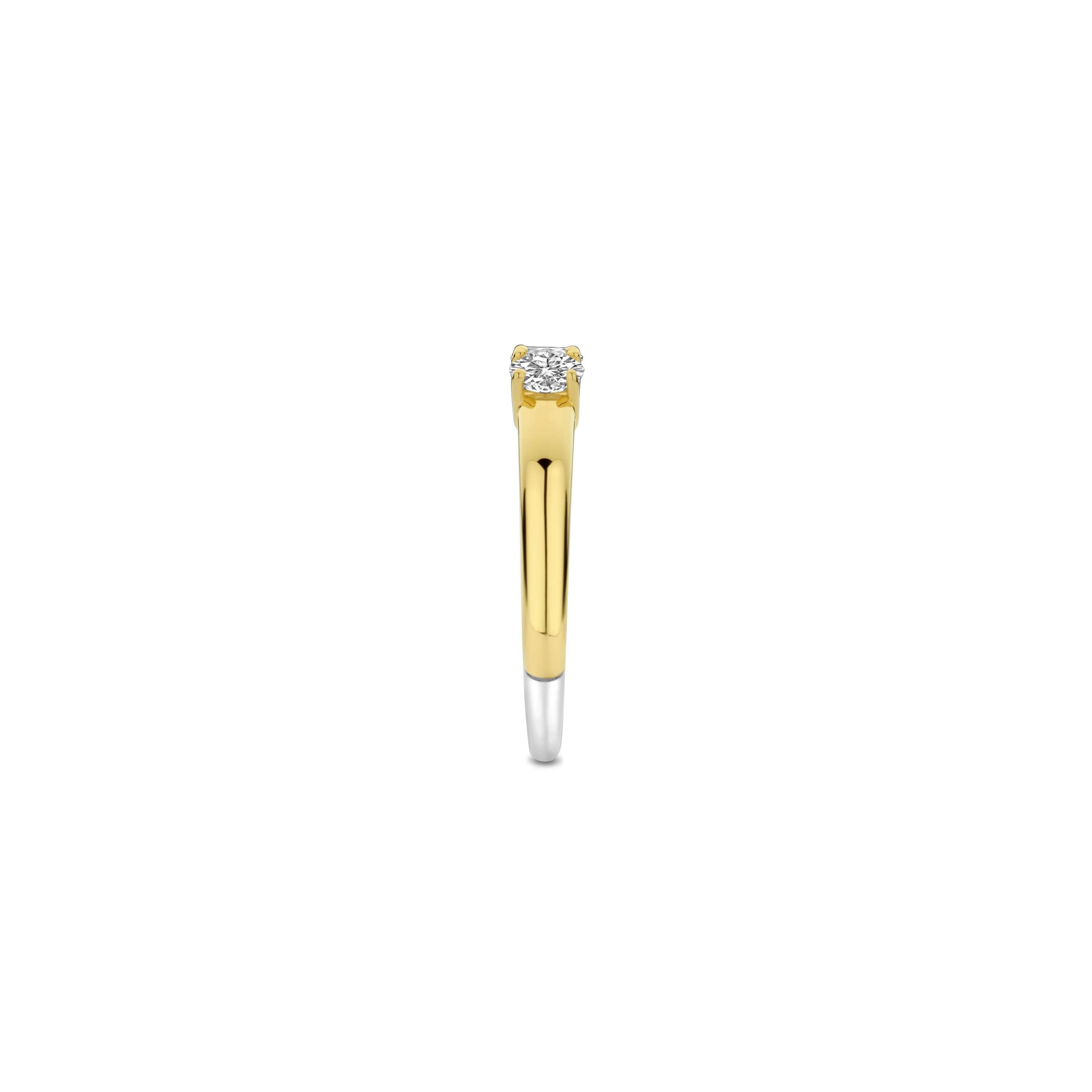 Ti Sento Gold Plated 3 Stone Cubic Zirconia Ring - 54