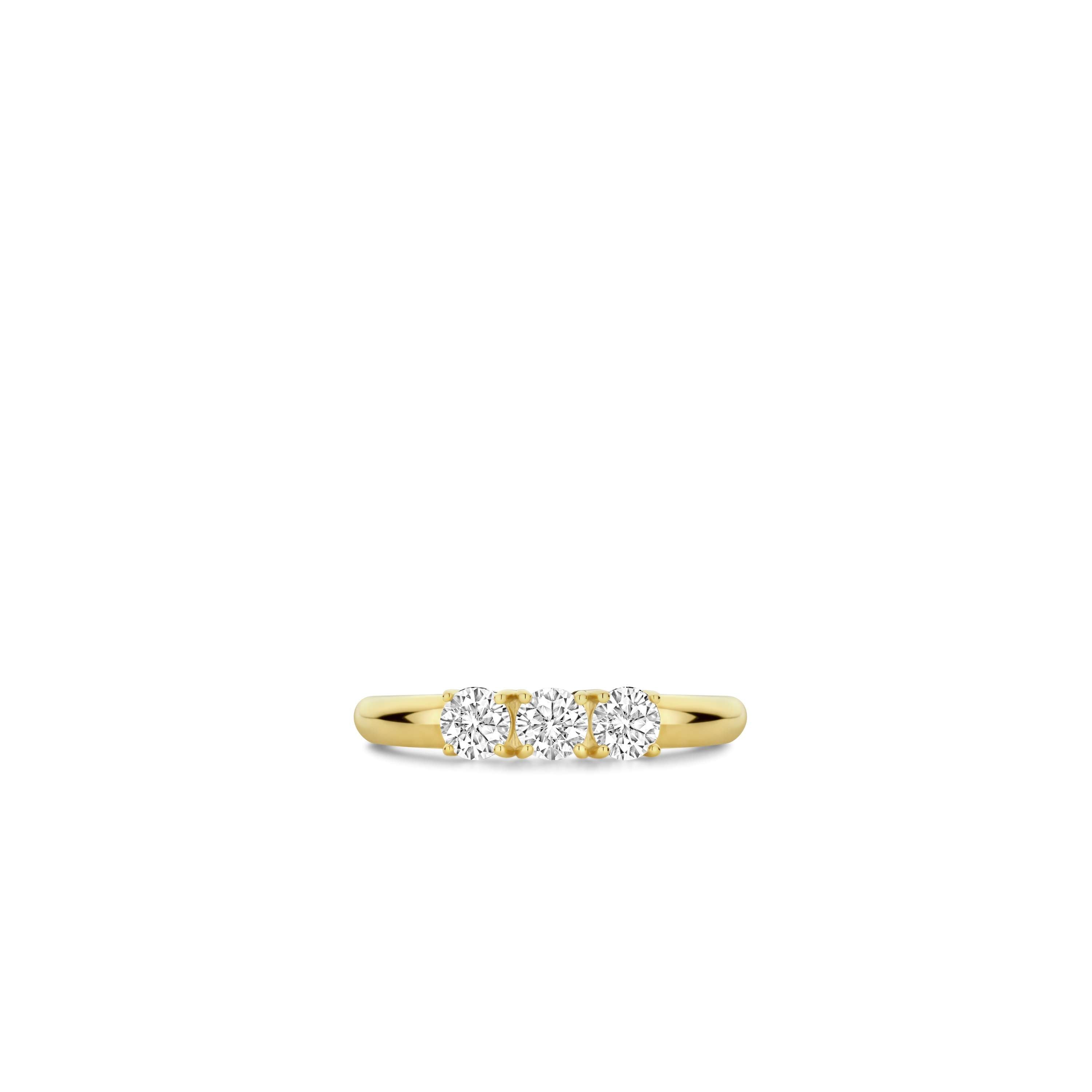 Ti Sento Gold Plated 3 Stone Cubic Zirconia Ring - 54