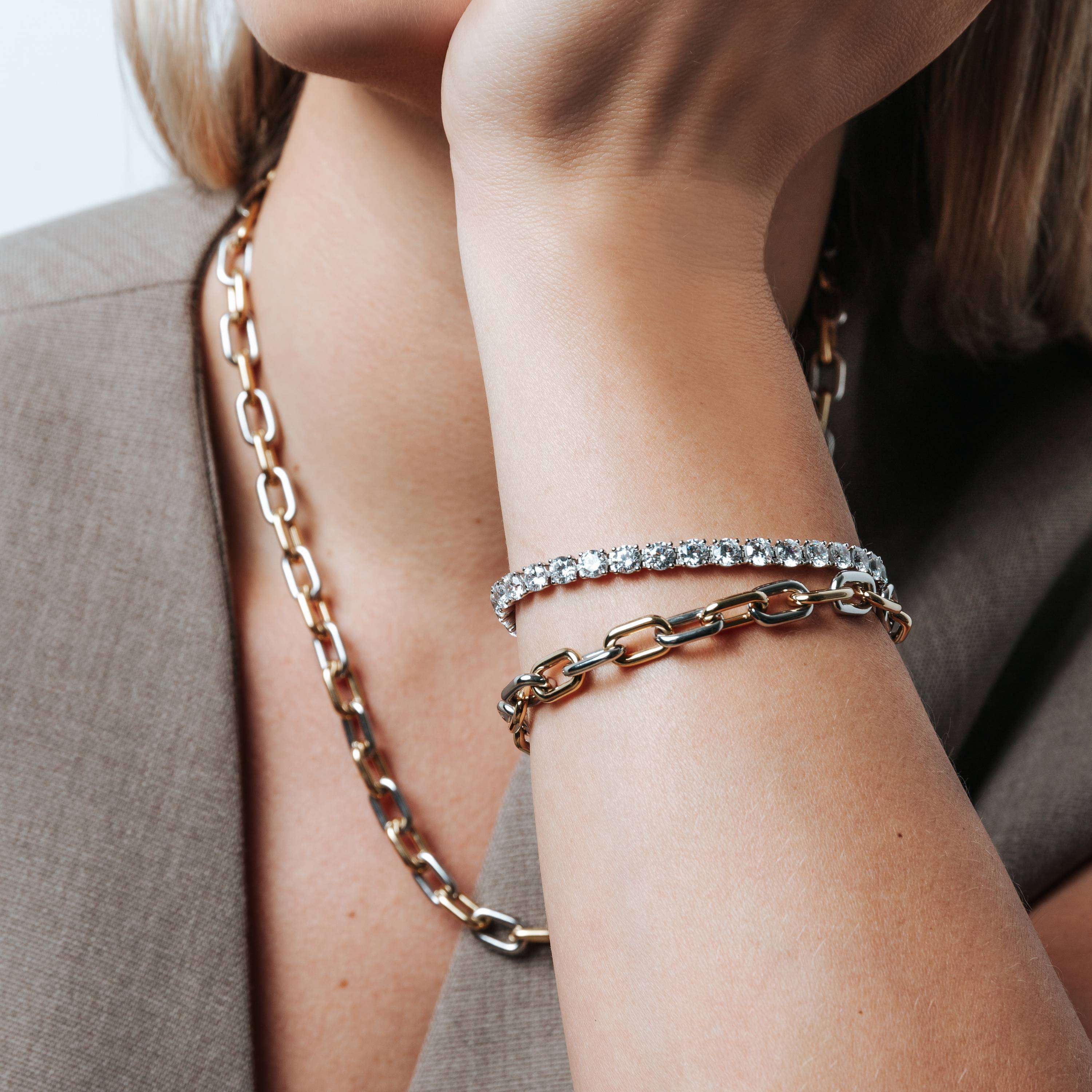 Ti Sento Sterling Silver & Gold Plated Oval Link Bracelet Clasp