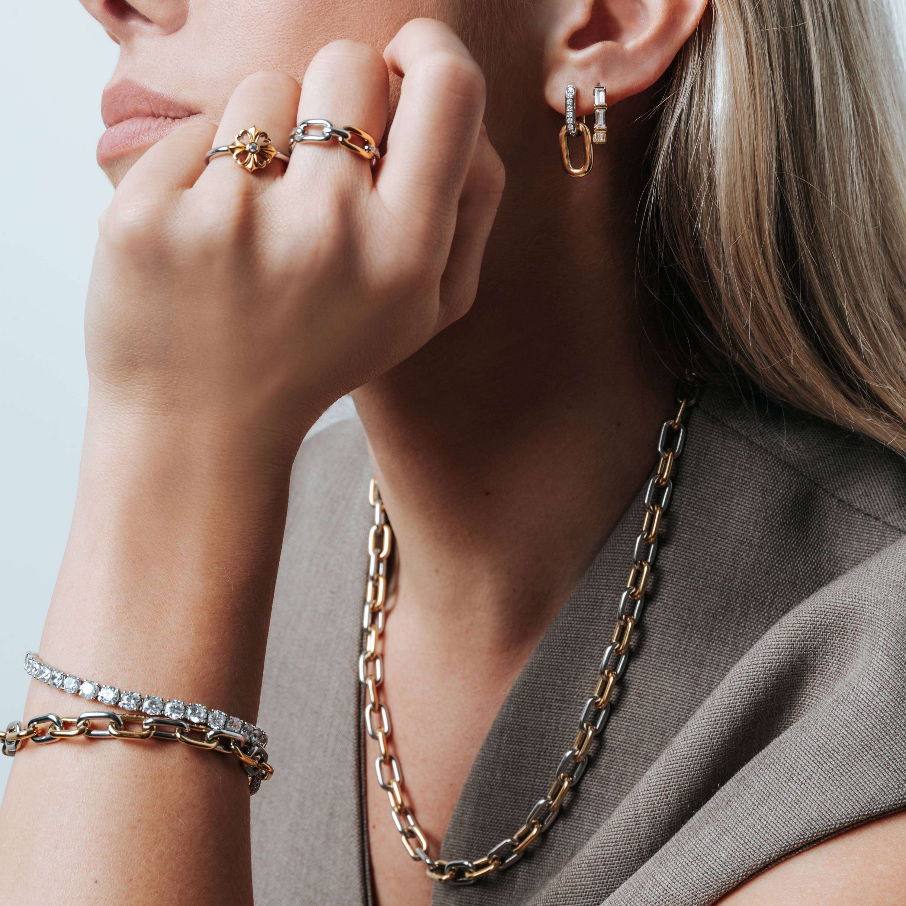 Ti Sento Sterling Silver & Gold Plated Oval Link Chain Clasp - 48