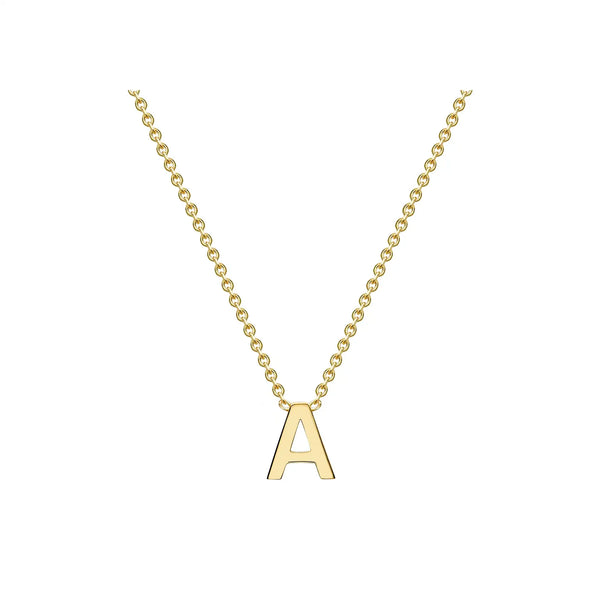 9ct Yellow Gold Mini Initial A Pendant 15"-17"