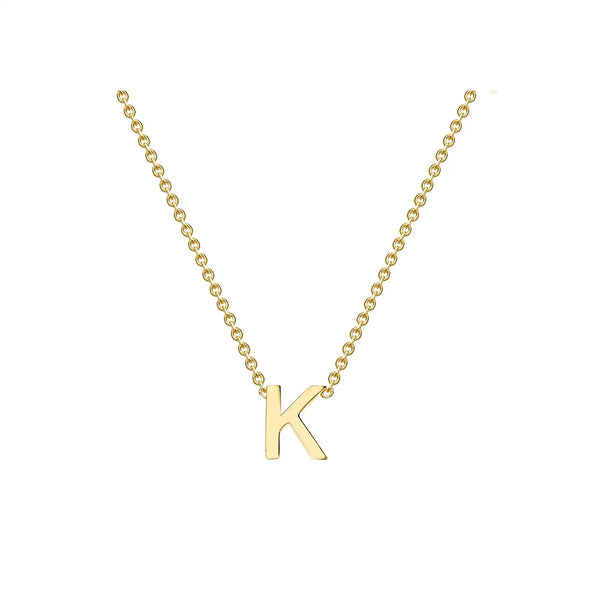 9ct Yellow Gold Mini Initial K Pendant 15"-17"