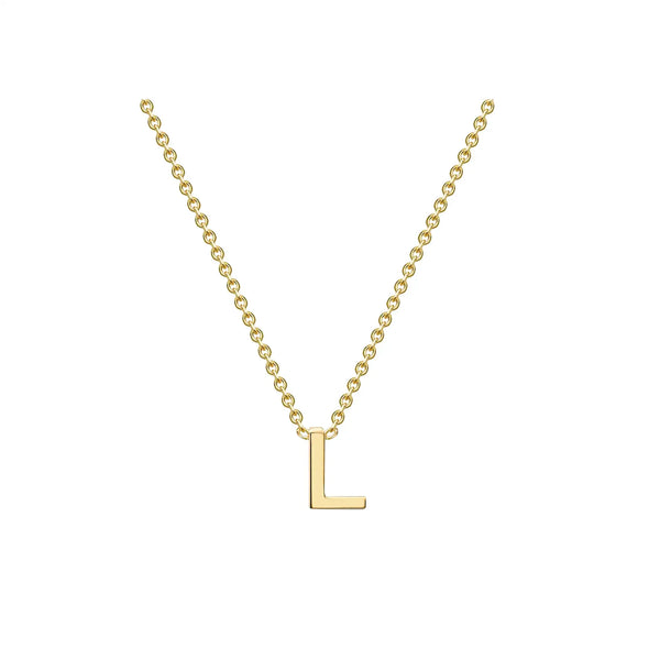 9ct Yellow Gold Mini Initial L Pendant 15"-17"