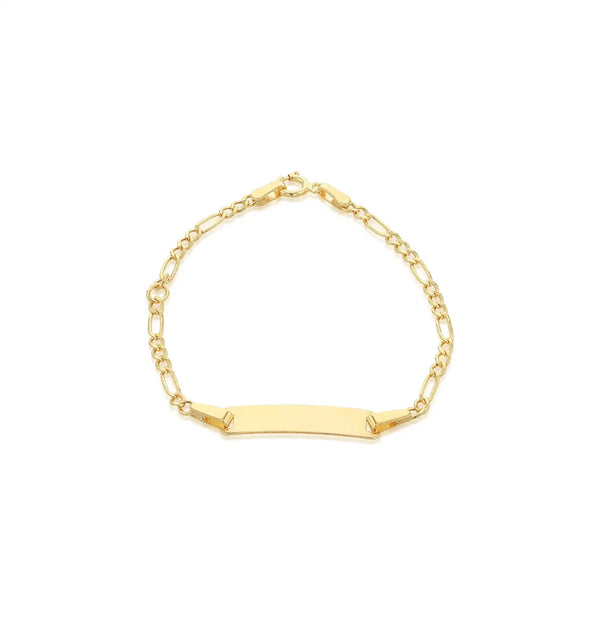 9ct Yellow Gold Baby 60 Hollow Figaro ID Bracelet 13cm