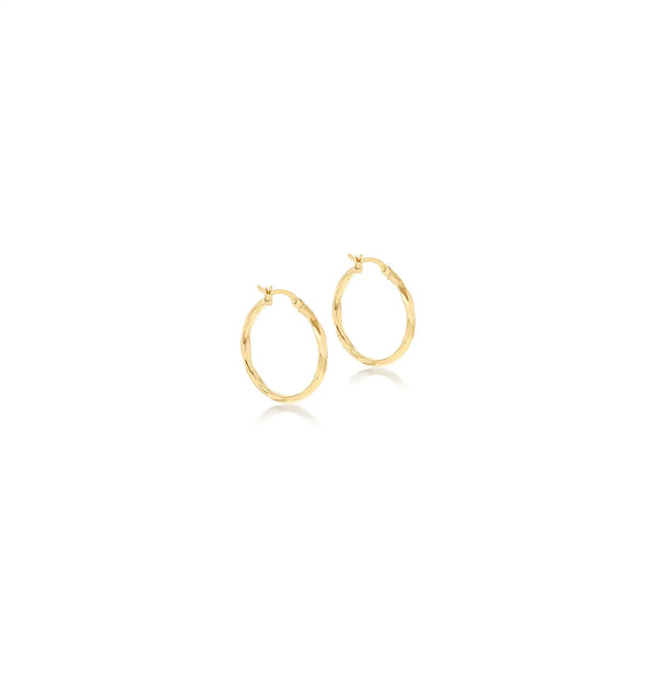 9ct Yellow Gold 25mm Diamond Cut Faceted Creole Earrings
