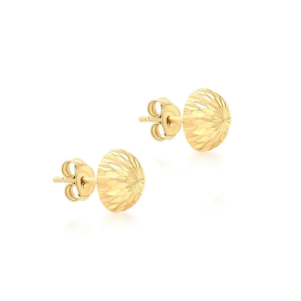 9ct Yellow Gold 6mm Diamond Cut Stud Earrings