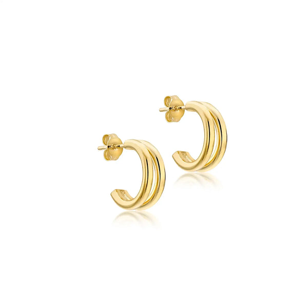 9ct Yellow Gold 5.5mm Double Tube Half Hoop Earrings