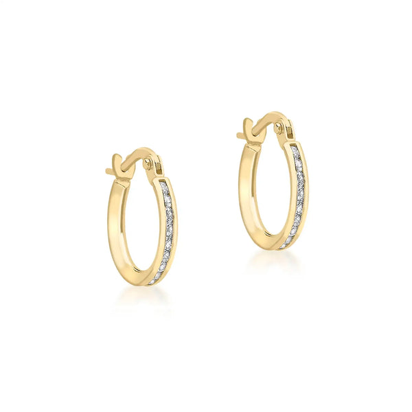 9ct Yellow Gold 15mm Cubic Zirconia Hoop Earrings