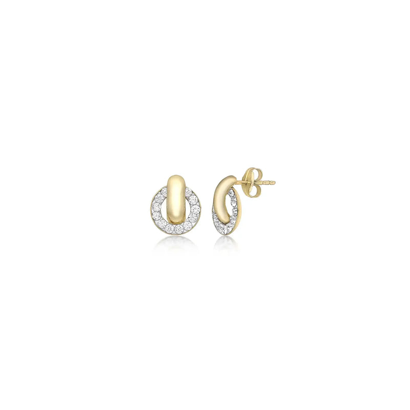 9ct Yellow Gold Cubic Zirconia Circle Stud Earrings
